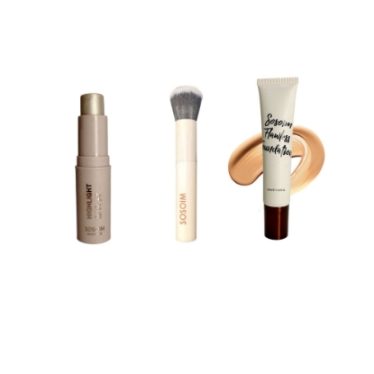 صورة فاونديشن + هايليتر بار + فرشاة