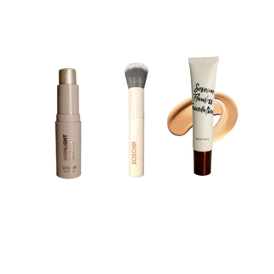 صورة فاونديشن + هايليتر بار + فرشاة